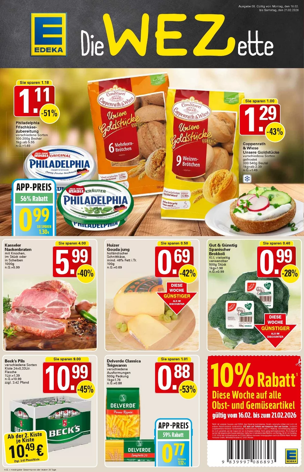 WEZ Prospekt ab 16.02.2026 Angebote Blättern 1 wez prospekt kw-8