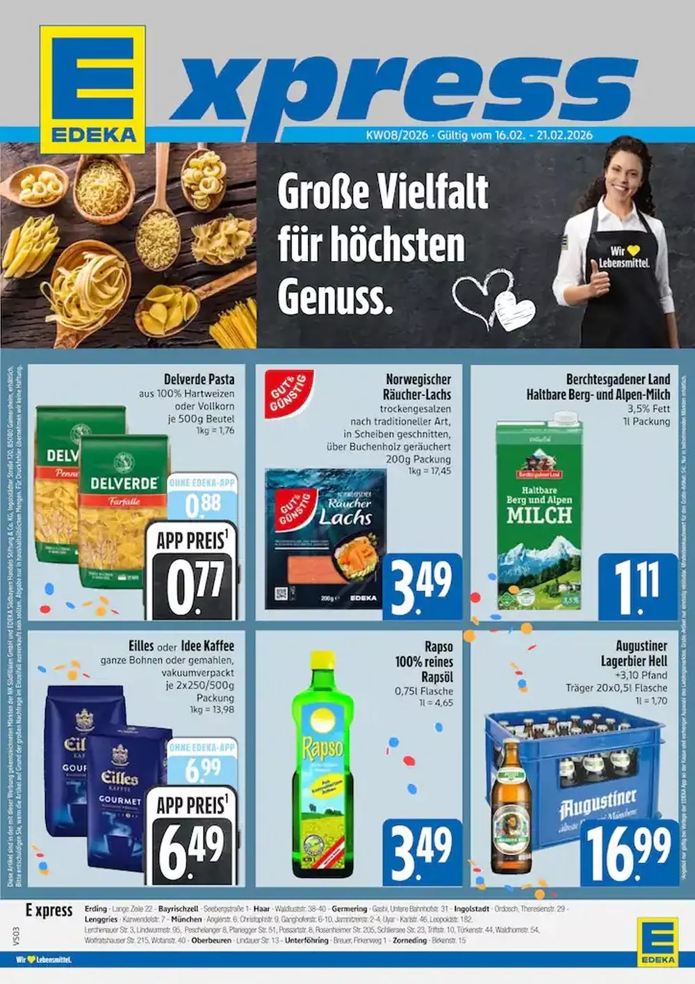 Edeka Xpress Prospekt ab 16.02.2026 Angebote Blättern 1 edeka xpress prospekt kw-8
