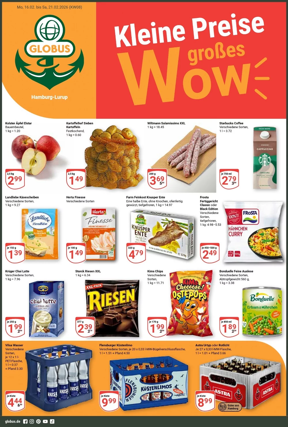 Globus Prospekt ab 16.02.2026 Angebote Blättern 1 globus prospekt-kw-8