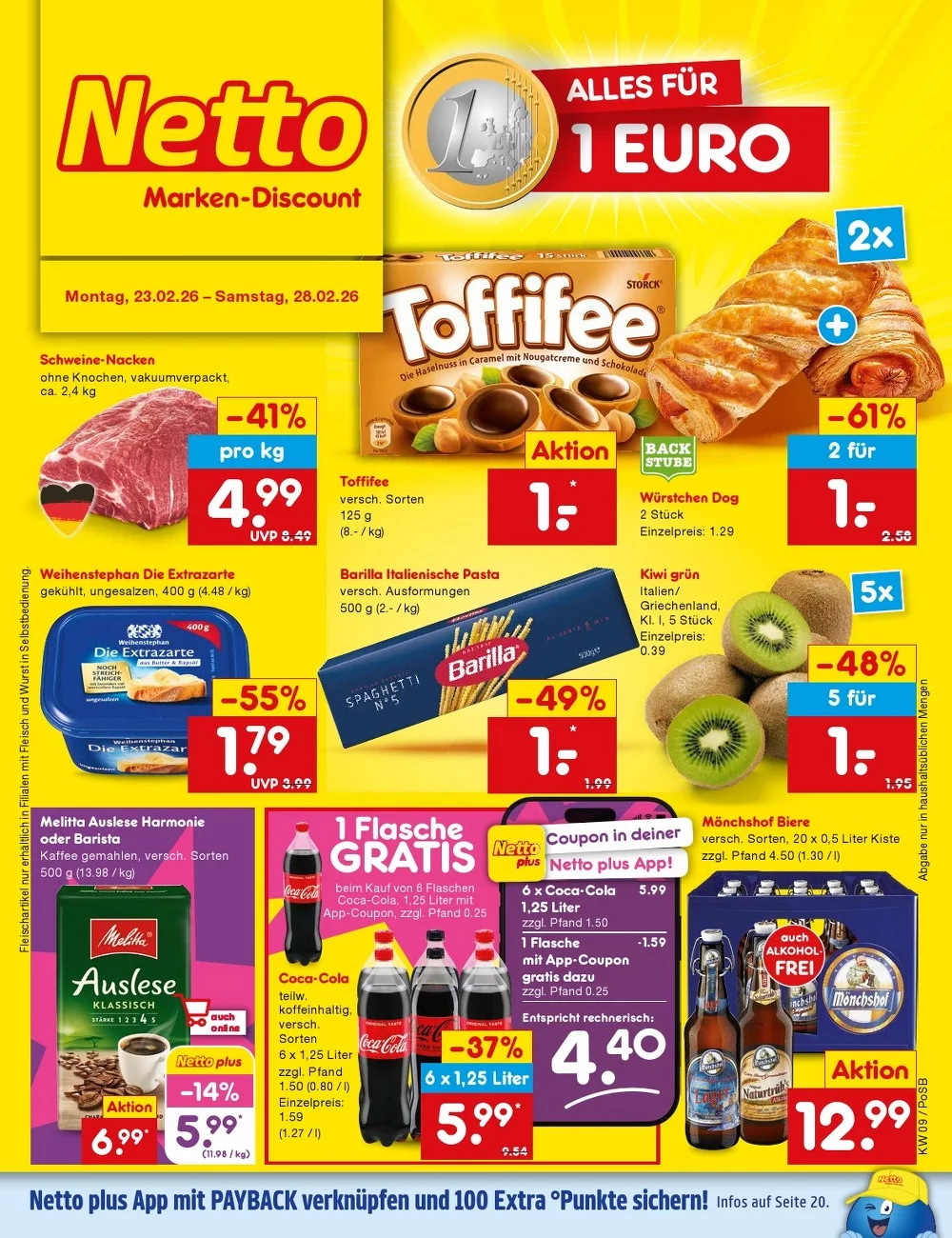 Netto Marken-Discount Prospekt ab 23.02.2026 Angebote Blättern 1 netto marken prospekt kw-9