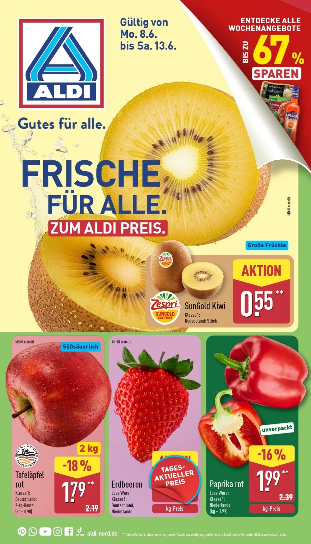 Aldi Nord Prospekt ab 08.06.2026 Angebote Blättern 1 aldi nord prospekt kw-24