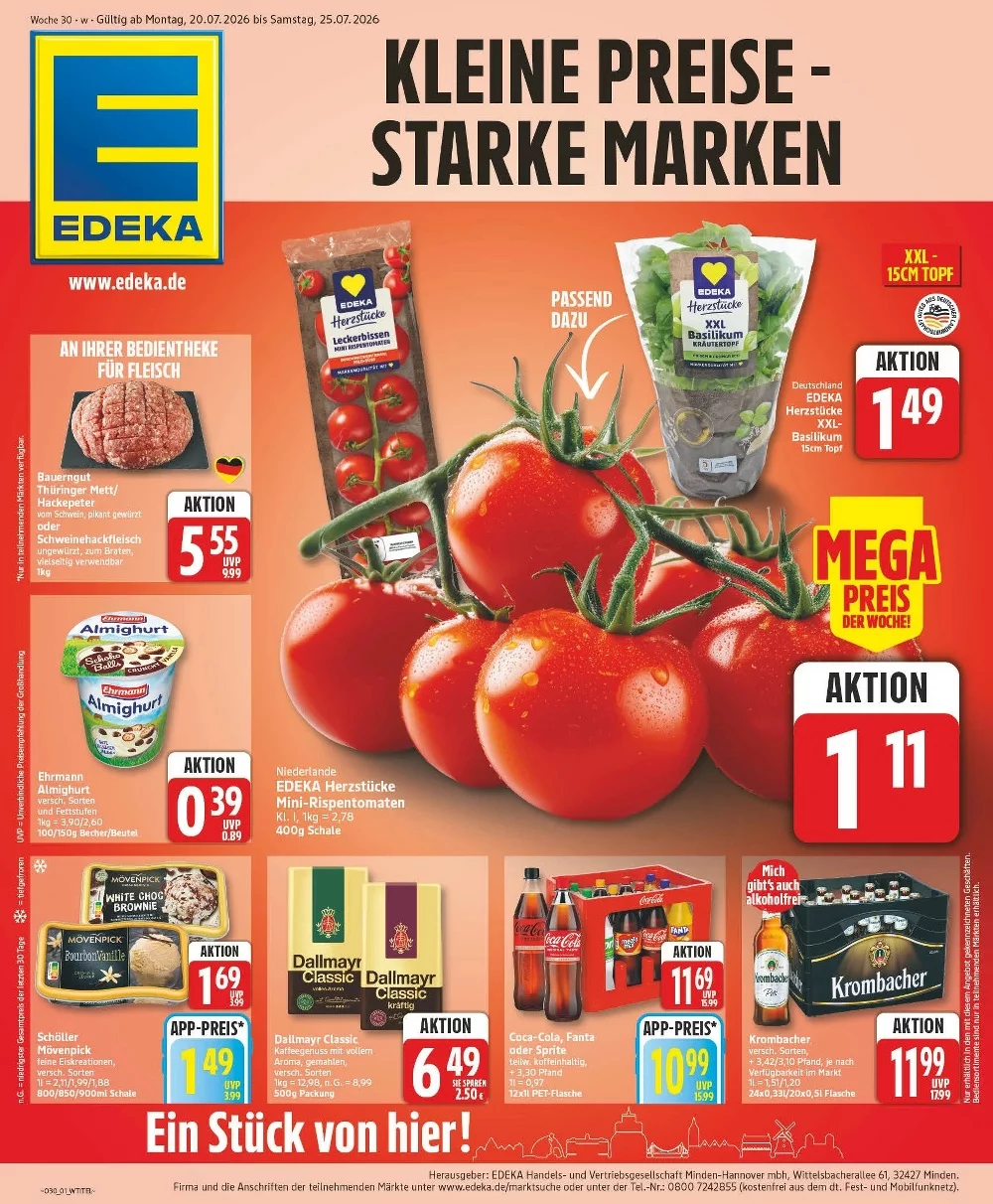 Edeka Prospekt ab 20.07.2026 nächste Woche Blättern 1 edeka prospekt kw-30