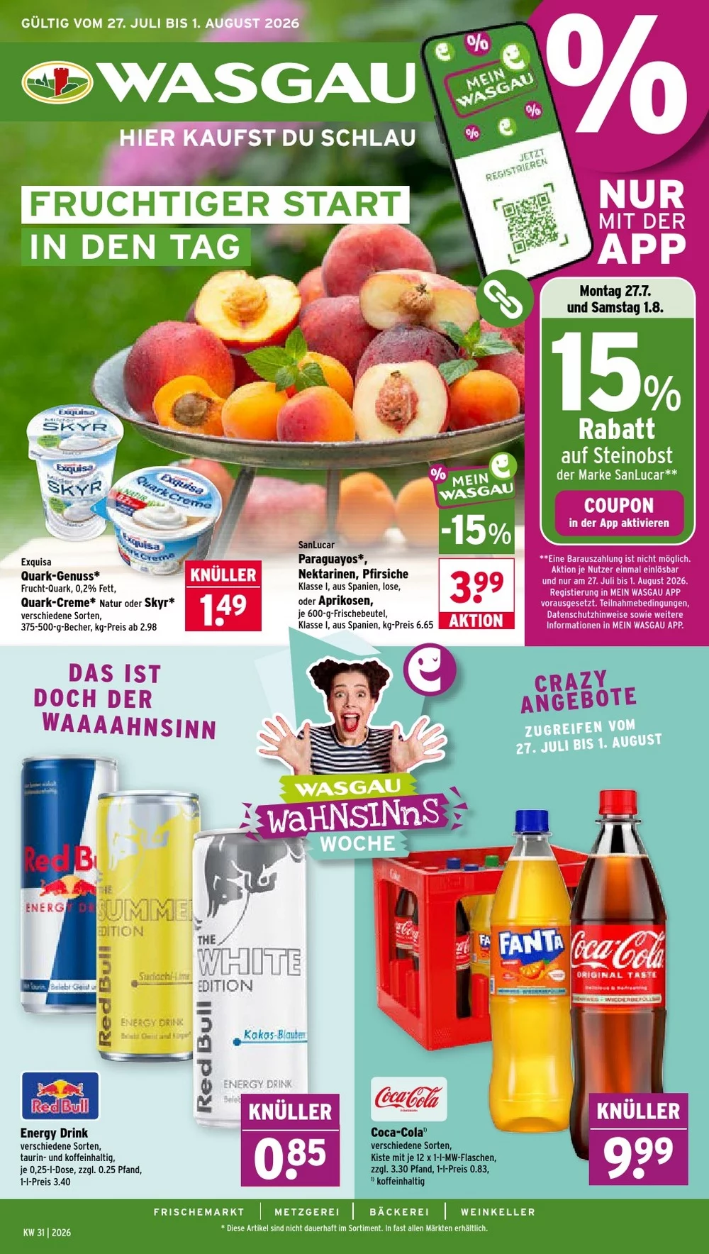 Wasgau Prospekt ab 27.07.2026 Angebote Blättern 1 wasgau prospekt kw-31