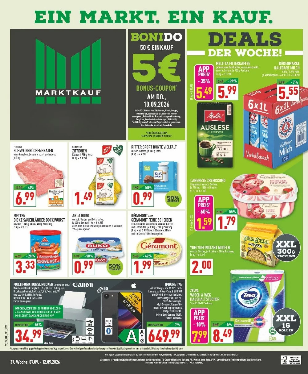 Marktkauf Prospekt ab 21.09.2026 Angebote Blättern 1 marktkauf prospekt kw-37