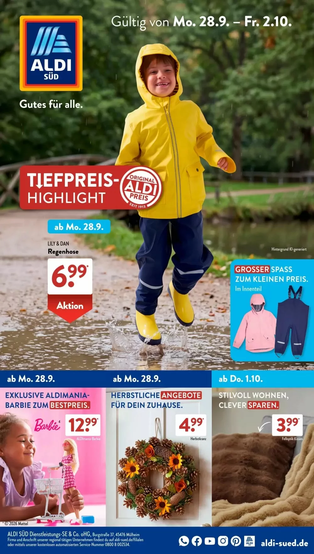 Aldi Süd Prospekt ab 28.09.2026 Angebote Blättern 1 aldi süd prospekt kw-40