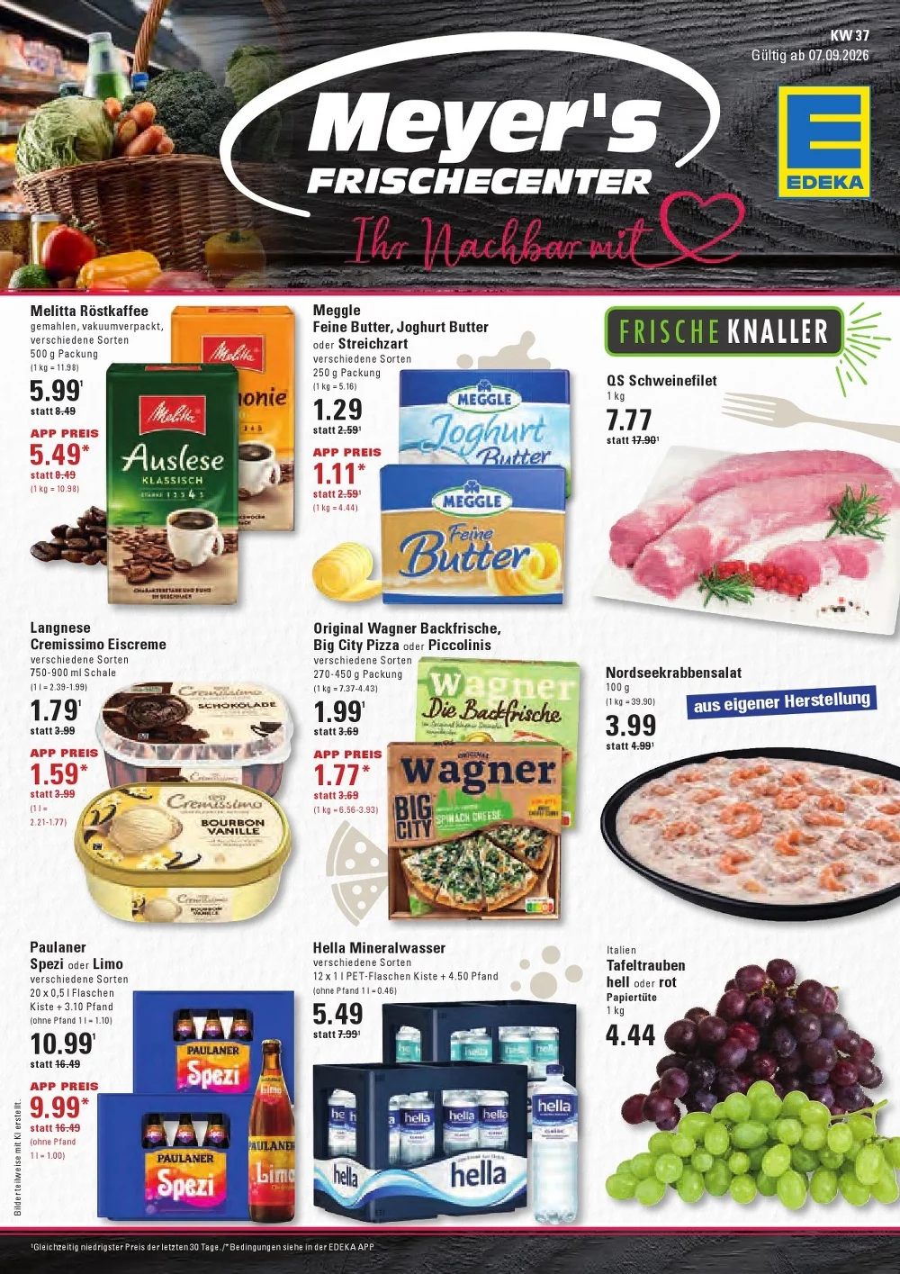 Edeka Meyer’s Frischecenter Prospekt ab 21.09.2026 Angebote Blättern 1 edeka meyers prospekt kw-37