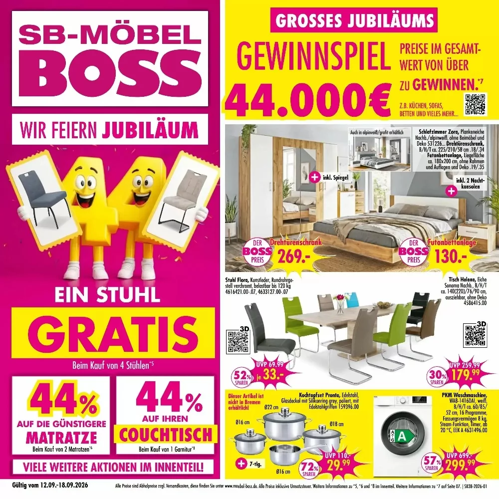 Möbel Boss Prospekt ab 12.09.2026 Angebote Blättern 1 möbel boss prospekt kw-38