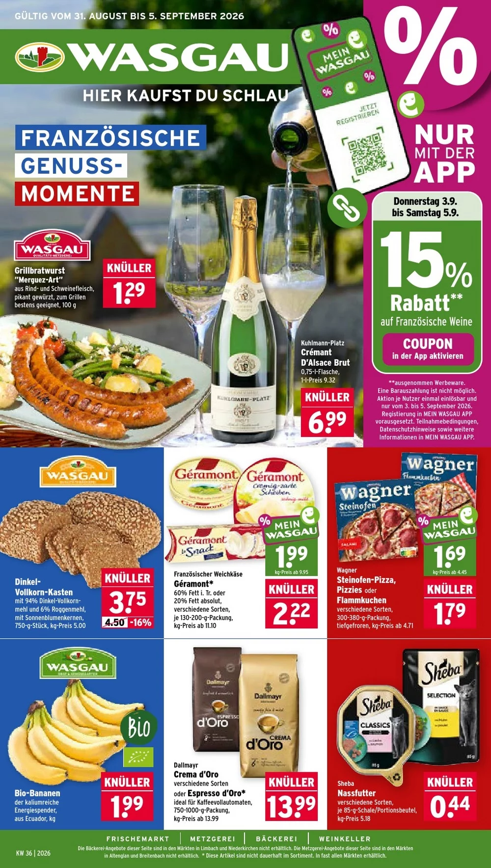 Wasgau Prospekt ab 31.08.2026 Angebote Blättern 1 wasgau prospekt kw-36