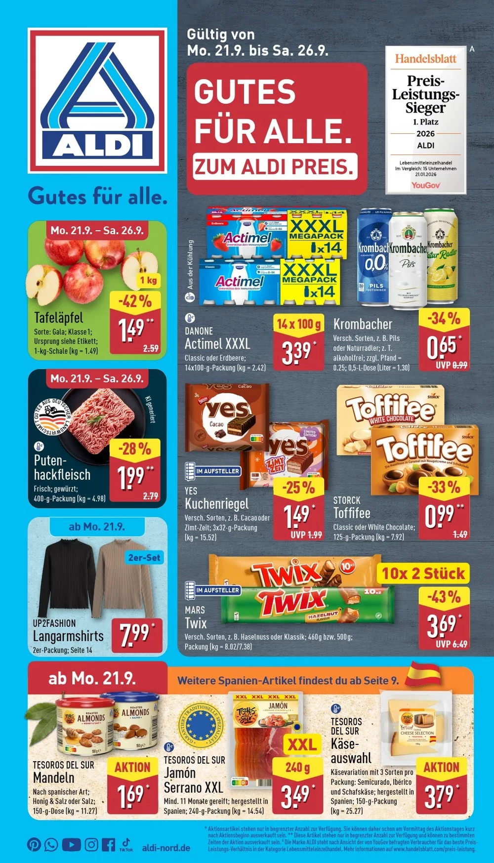 Aldi Nord Prospekt ab 21.09.2026 nächste Woche blättern 1 aldi nord prospekt kw-39
