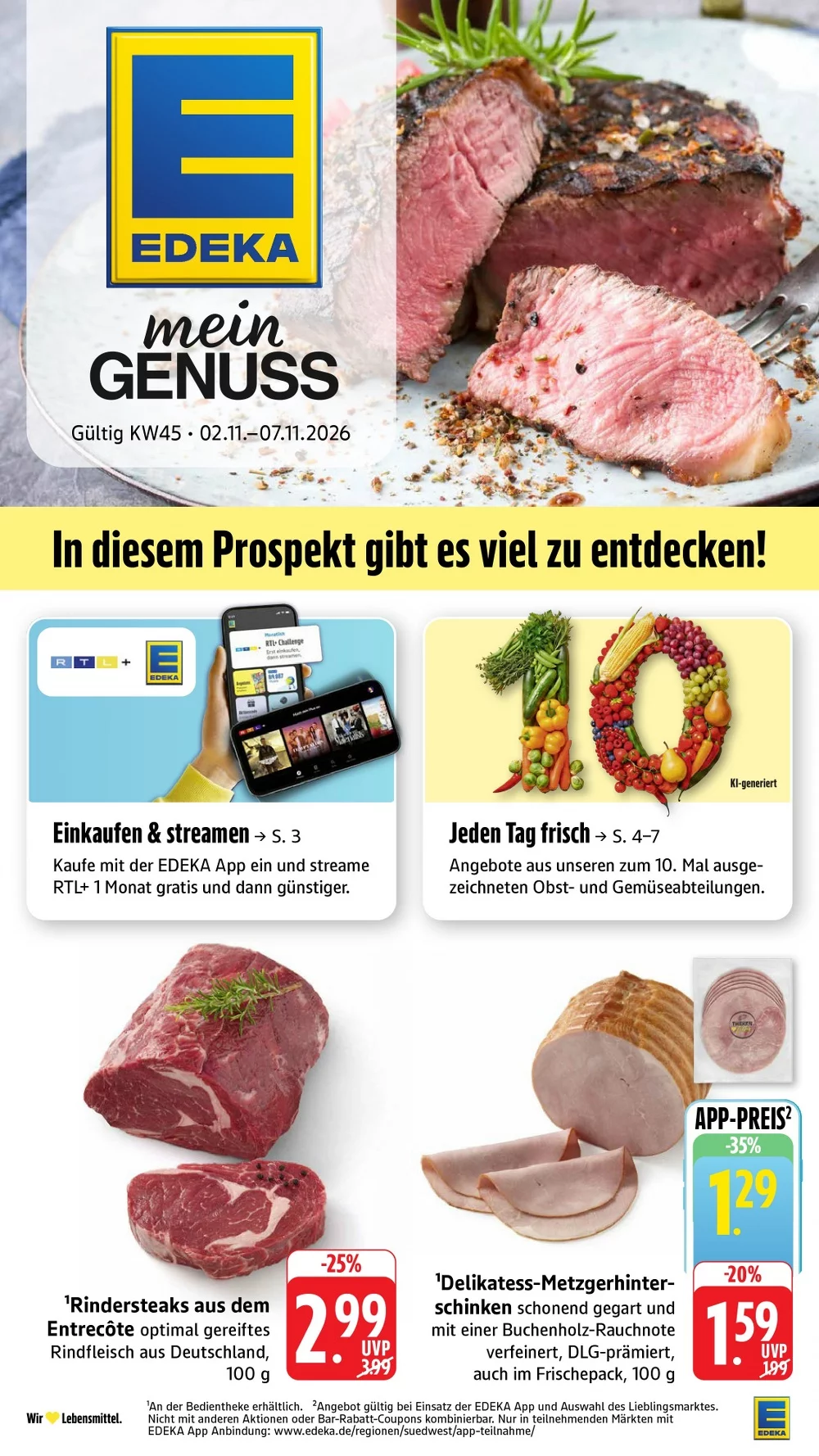 Edeka Südwest Prospekt ab 02.11.2026 Angebote Blättern 1 edeka südwest prospekt kw-45